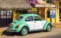 Turquoise tuned old classic vintage car cars Puerto Escondido Mexico Royalty Free Stock Photo