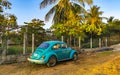 Turquoise tuned old classic vintage car cars Puerto Escondido Mexico Royalty Free Stock Photo