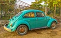 Turquoise tuned old classic vintage car cars Puerto Escondido Mexico Royalty Free Stock Photo