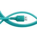 Turquoise USB cable forming a fish shape symbol for technology, connection, and communication on white backdrop Royalty Free Stock Photo