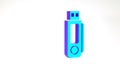 Turquoise USB flash drive icon isolated on white background. Minimalism concept. 3d illustration 3D render Royalty Free Stock Photo