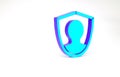 Turquoise User protection icon isolated on white background. Secure user login, password protected, personal data