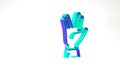 Turquoise Vulcan salute icon isolated on white background. Hand with vulcan greet. Spock symbol. Minimalism concept. 3d