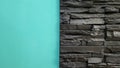 Turquoise wall and black brickwork for background or texture Royalty Free Stock Photo