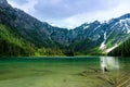 Turquoise water of Avalanche lake Royalty Free Stock Photo