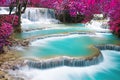 Turquoise water of Kuang Si waterfall