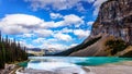 Turquoise water of Lake Louise in Banff National Park Royalty Free Stock Photo