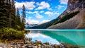 Turquoise water of Lake Louise in Banff National Park Royalty Free Stock Photo