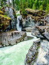 The turquoise water of the Lillooet River cascading down Nairn Falls Royalty Free Stock Photo