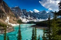 Turquoise water of Morraine Lake near sunset Royalty Free Stock Photo