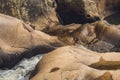 Turquoise water of the mountain river Ganges among white smooth Royalty Free Stock Photo