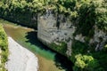 The Rangitikei river flowing through the cliffs and rock walls in the canyons and gorges in the Manawatu Region of New Zealand