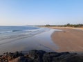 Turquoise water and white sand in beautiful Gokarna beach, clean water Arabian sea beach, karnataka beach. tropical beach.