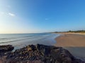 Turquoise water and white sand in beautiful Gokarna beach, clean water Arabian sea beach, karnataka beach. tropical beach.