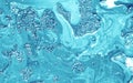 Turquoise watercolor ink in water with oil. Abstract background Royalty Free Stock Photo