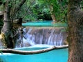 Turquoise waterfall in France