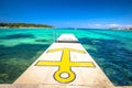 Turquoise waterfront sea airplanes dock view Royalty Free Stock Photo