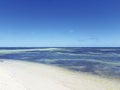 Turquoise waters of the Caribbean sea under tropical blue sky. French West Indies landscape. Paradise lagoon background Royalty Free Stock Photo