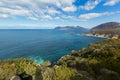 Turquoise waters of Carp bay, view from Cape Tourville Lighthouse, Freycinet National Park, Tasmania, Australia . Royalty Free Stock Photo