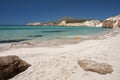 Turquoise waters of Firiplaka beach at Milos island in Greece Royalty Free Stock Photo