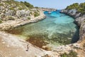 Turquoise waters in Mallorca. Virgili cove. Mediterranean coastline. Balearic