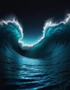 Turquoise Wave Tunnel with Cresting Foam Royalty Free Stock Photo