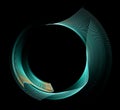 Turquoise wavy planes are arranged in a circle on a black background.