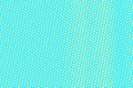 Turquoise yellow dotted halftone. Vertical sparse dotted gradient.