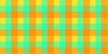 Turquoise yellow orange seamless flannel texture. Fustian clothes fabric surface pattern. Checkered material backdrop. Woolen