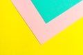 Turquoise, Yellow and pink color paper texture background. Trend