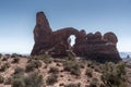 Turret Arch and desert brush, Arches National Park Moab Utah Royalty Free Stock Photo