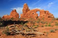 Arches National Park, Turret Arch in Morning Light, Windows Section, Soutwest Desert, Utah, USA Royalty Free Stock Photo