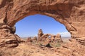 Turret Arch through the North Window at Arches National Park Royalty Free Stock Photo