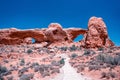 Turret Arch Red Rock Arch With A Side Tower, Arches National Park, Utah, USA Royalty Free Stock Photo