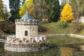 Turret in Bojnice, Slovakia, autumn park, seasonal colorful natural scene Royalty Free Stock Photo