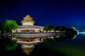 The turret of the forbidden city at dusk in beijing,China Royalty Free Stock Photo