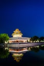 The turret of the forbidden city at dusk in beijing,China Royalty Free Stock Photo