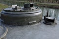 Turret hatch and two periscopes on T34 soviet WW2 main battle tank