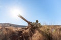 The turret of Israeli tank destroyed during Yom Kippur War is located in Valley of Tears near OZ 77 Tank Brigade Memorial on the