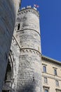 Turreted Towers of Porta Soprano, Piazza Danta, Genoa, Italy Royalty Free Stock Photo