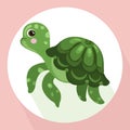 Turtle background Vector cute cartoon character