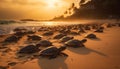 Turtle basks in sun on sandy beach generated by AI Royalty Free Stock Photo