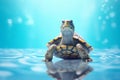 Turtle blue background. Generate Ai Royalty Free Stock Photo