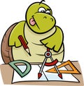 Turtle with calipers cartoon illustration