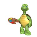 turtle cartoon is holding the pallete Royalty Free Stock Photo