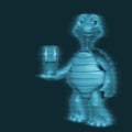 turtle cartoon holding a road lamp round Royalty Free Stock Photo