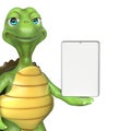 turtle cartoon is holding a tablet close up Royalty Free Stock Photo