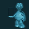 turtle cartoon is holding a tablet Royalty Free Stock Photo