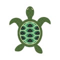 Turtle cartoon vector with decorated tortoiseshell. Royalty Free Stock Photo