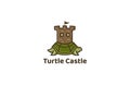 Turtle Castle Building Logo Template Royalty Free Stock Photo